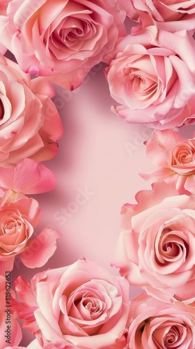 Beauty pink rose flower copy space decoration nature background