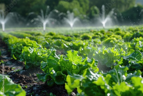 Farm Water. Organic Irrigation Systems in Green Vegetable Garden