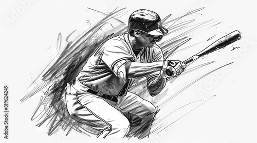 A baseball player is swinging a bat photo
