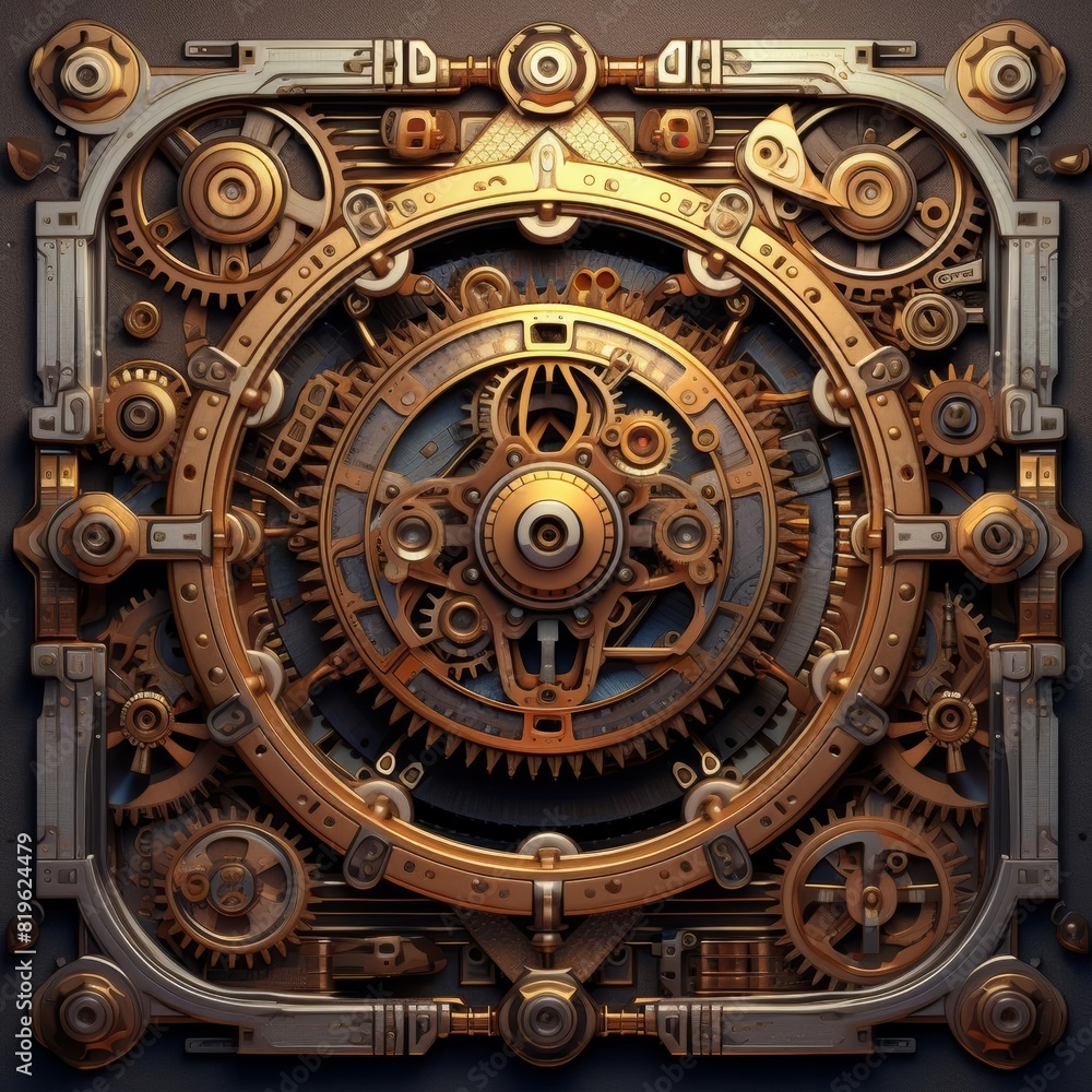 Steampunk-inspired fintech tools, intricate gears and Victorian elements, detailed, Steampunk, Illustration