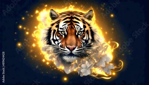  Abstraktion Tiger und Feuer. Hintergrund für das Design 2. photo