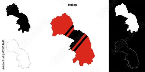 Kukes county outline map set photo