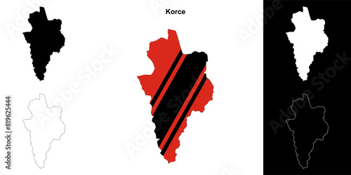 Korce county outline map set