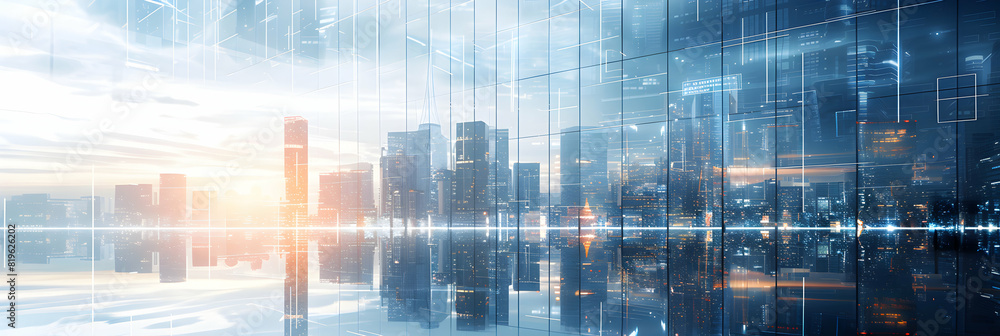 Photo realistic digital solutions for energy efficient buildings showcasing technology and sustainability integration in urban infrastructure Photo realistic digital solutions for energy efficient buildings showcasing technology and sustainability integration in urban infrastructure