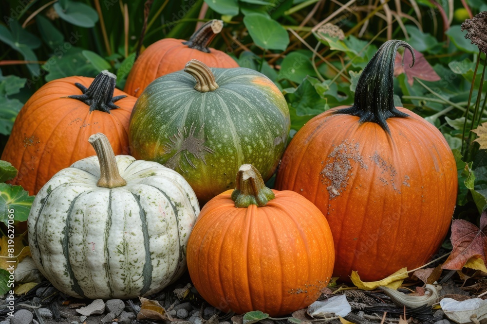 Autumn Pumpkins and Squash. Ripe and Colourful Vegetables for Autumn Cookery Autumn Pumpkins and Squash. Ripe and Colourful Vegetables for Autumn Cookery