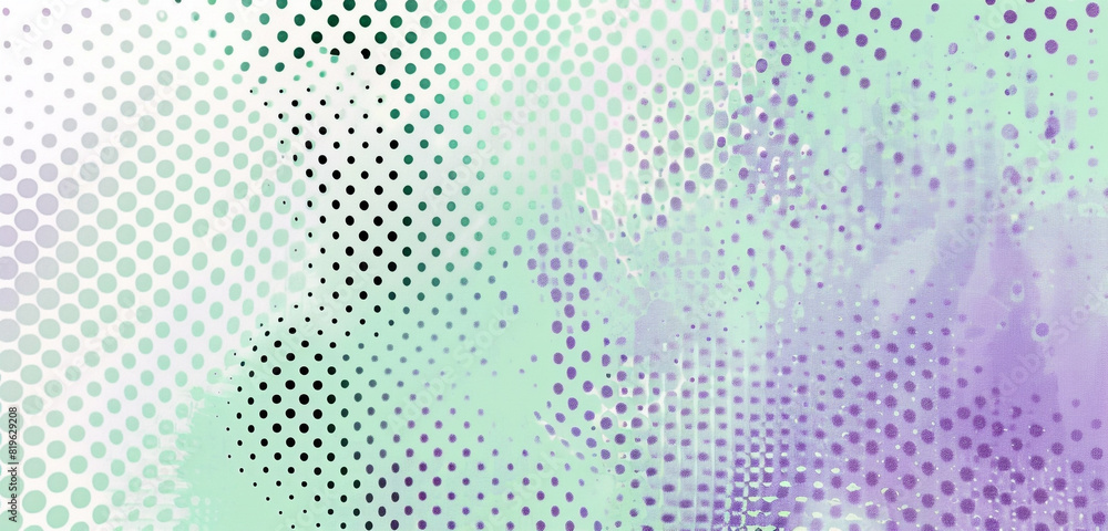 Serene halftone dots in lavender and mint blend. Serene halftone dots in lavender and mint blend.