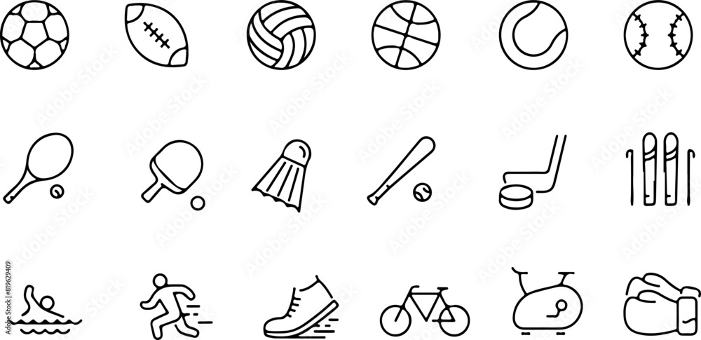 Pixel perfect icon set of sports soccer football basketball volleyball ...