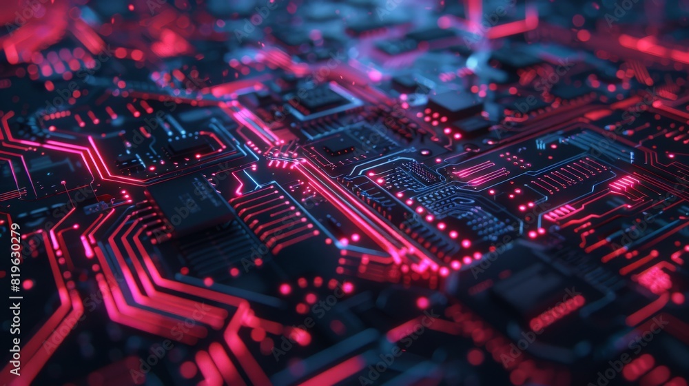 Advanced Technology Concept Visualization: Circuit Board CPU Processor Microchip Starting Artificial Intelligence Digitalization of Neural Networking and Cloud Computing. Digital Lines Move Data Advanced Technology Concept Visualization: Circuit Board CPU Processor Microchip Starting Artificial Intelligence Digitalization of Neural Networking and Cloud Computing. Digital Lines Move Data