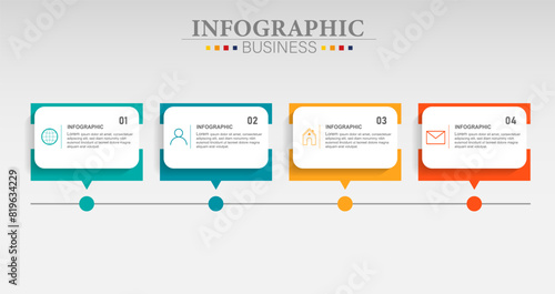 infographic label template with icons. 4 options or steps.