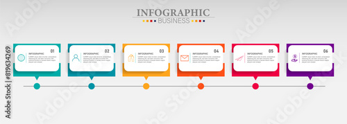 infographic label template with icons. 6 options or steps. photo