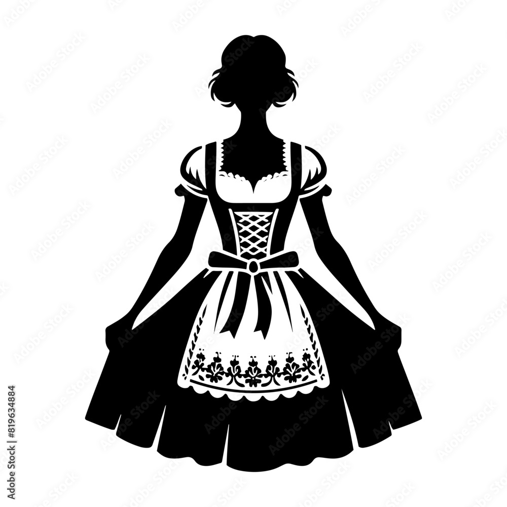 Charming Dirndl Silhouette: Delightful Vector Art- Elegance and Cultural Heritage of Bavarian Traditional Dress- Dirndl Illustration- Dirndl Vector. Charming Dirndl Silhouette: Delightful Vector Art- Elegance and Cultural Heritage of Bavarian Traditional Dress- Dirndl Illustration- Dirndl Vector.