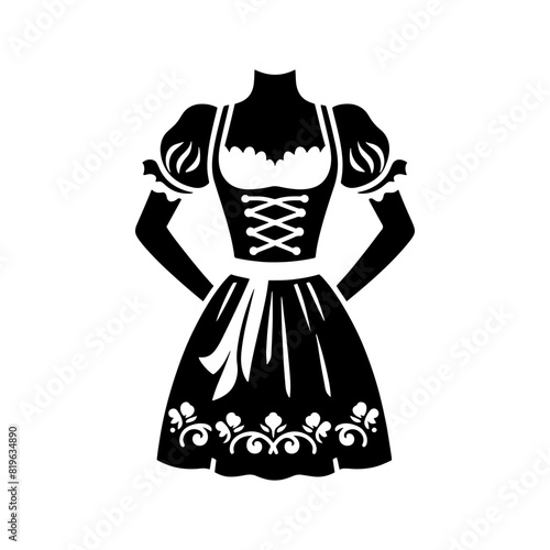 Charming Dirndl Silhouette: Delightful Vector Art- Elegance and Cultural Heritage of Bavarian Traditional Dress- Dirndl Illustration- Dirndl Vector.