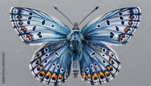 A Polyommatus Icarus butterfly, beautifully detailed and isolated on a transparent background, perfect for nature or scientific illustrations photo