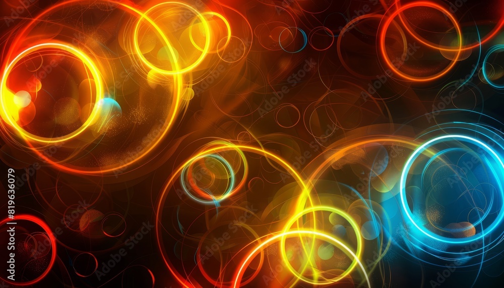 A background embellished with glowing circles, creating a vibrant and energetic atmosphere suitable for parties or modern designs A background embellished with glowing circles, creating a vibrant and energetic atmosphere suitable for parties or modern designs