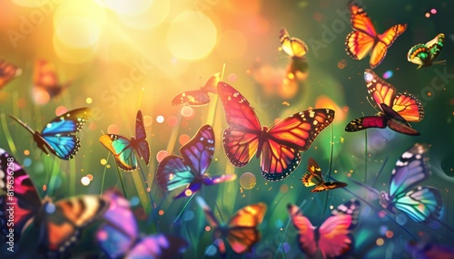A background adorned with butterflies  perfect for nature-inspired designs or springtime projects