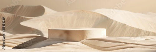 Wallpaper Mural A small, round, white pedestal is sitting on a sandy surface Torontodigital.ca