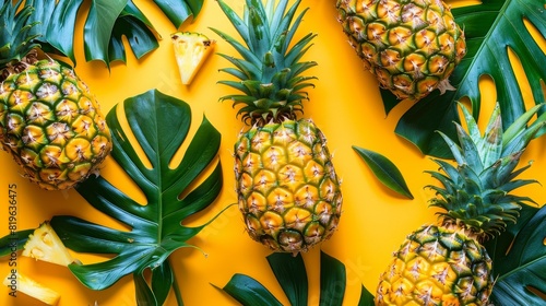 A crate of pineapples is displayed in a store photo