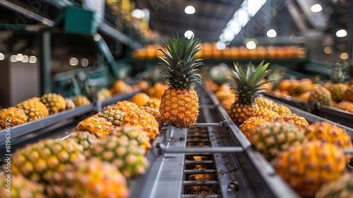 A crate of pineapples is displayed in a store photo