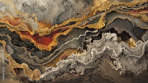 Through an illustrative depiction, the complex process of fossilization unfolds, illustrating how organic material transforms into mineralized remains over millions of years. photo