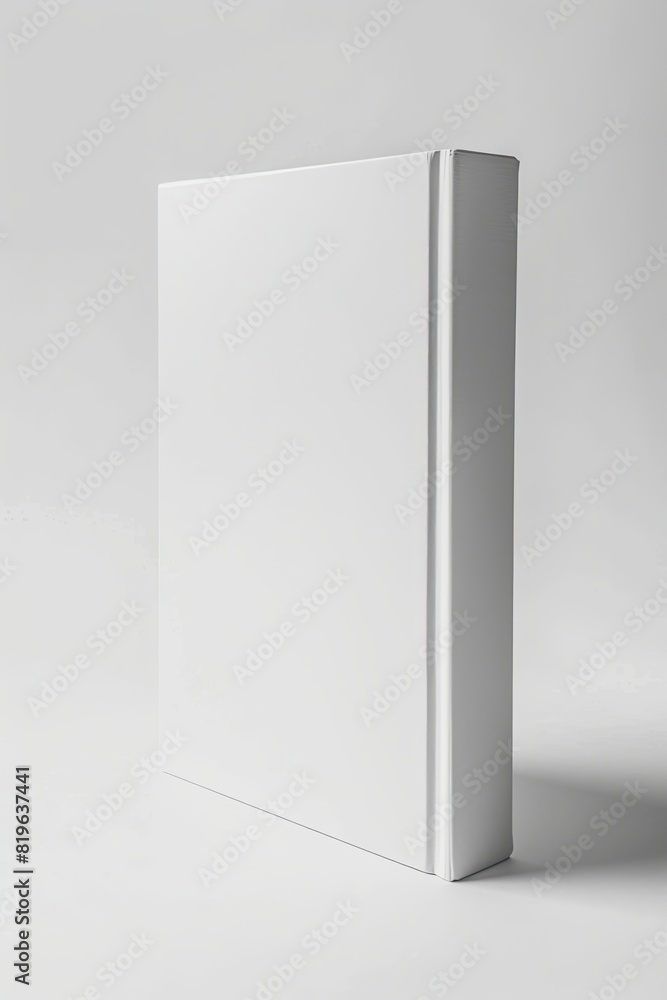 Standing white book blending into clean white background. Minimalistic design concept. Standing white book blending into clean white background. Minimalistic design concept.