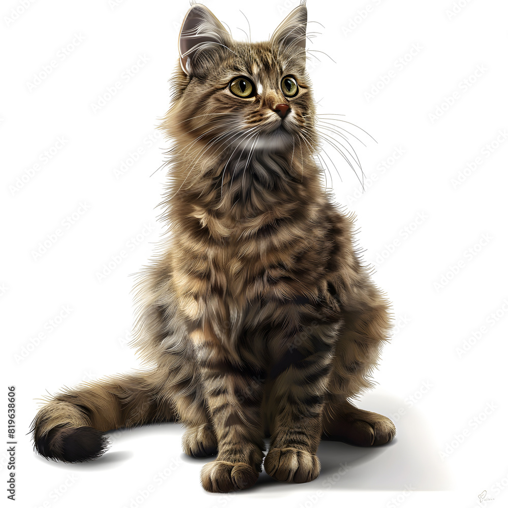 Vector 3D illustration of a american bobtail cat breeds on a white background. Suitable for crafting and digital design projects.[A-0001]