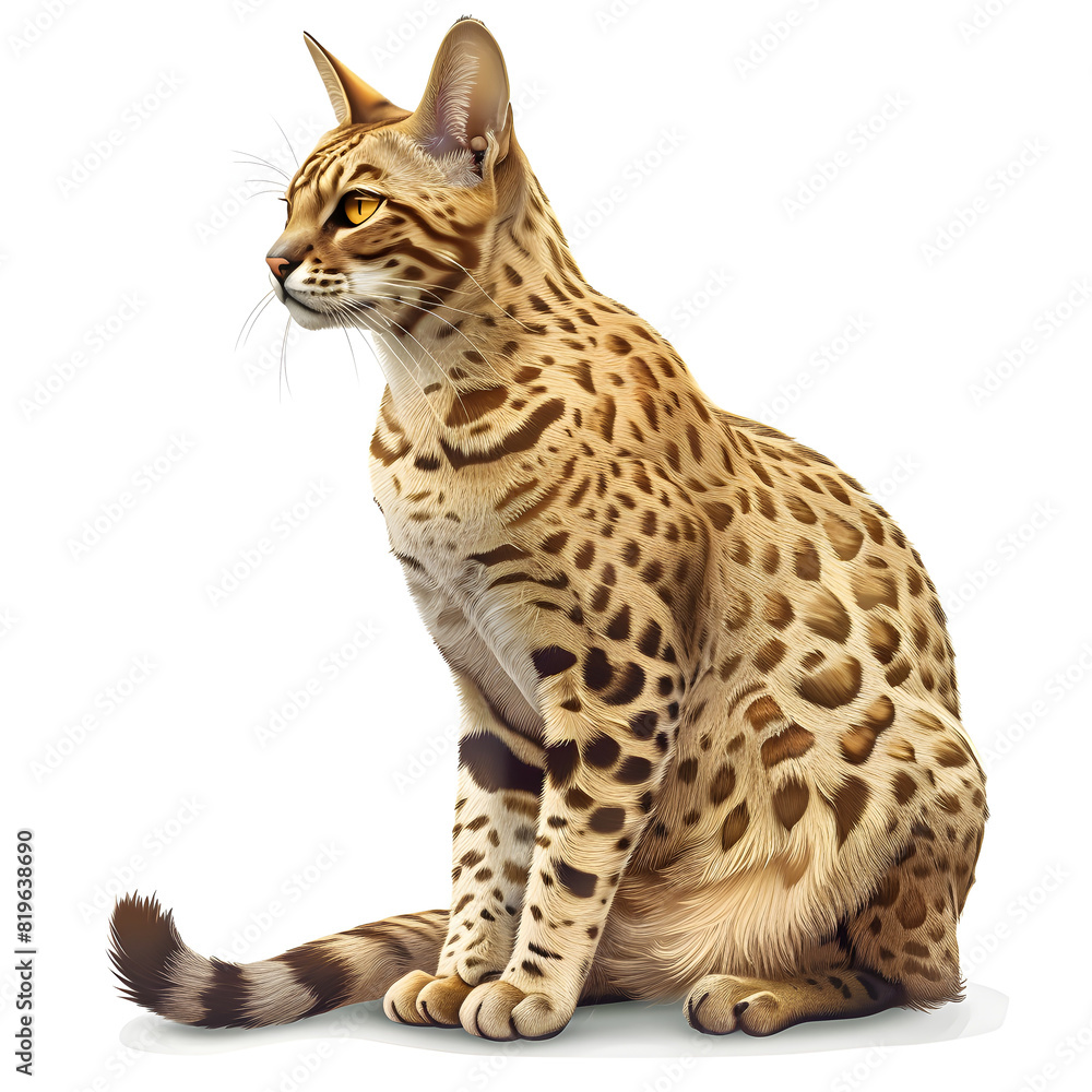 Fototapeta premium Vector 3D illustration of a ocicat cat breeds on a white background. Suitable for crafting and digital design projects.[A-0004]