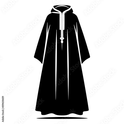 Stylish Djellaba Silhouette: Contemporary Vector Art of Timeless Charm and Cultural Significance of North African Robes- Minimalist Djellaba Vector- Djellaba Illustration.