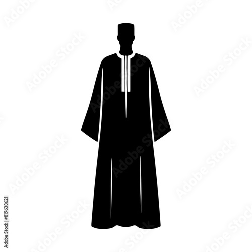 Stylish Djellaba Silhouette: Contemporary Vector Art of Timeless Charm and Cultural Significance of North African Robes- Minimalist Djellaba Vector- Djellaba Illustration.