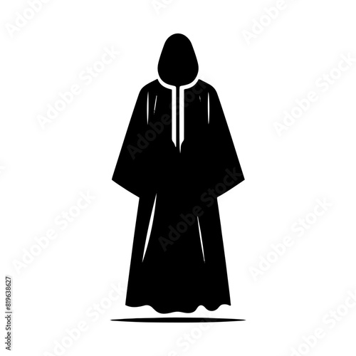Stylish Djellaba Silhouette: Contemporary Vector Art of Timeless Charm and Cultural Significance of North African Robes- Minimalist Djellaba Vector- Djellaba Illustration.