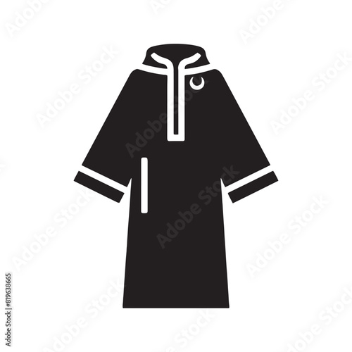 Stylish Djellaba Silhouette: Contemporary Vector Art of Timeless Charm and Cultural Significance of North African Robes- Minimalist Djellaba Vector- Djellaba Illustration.