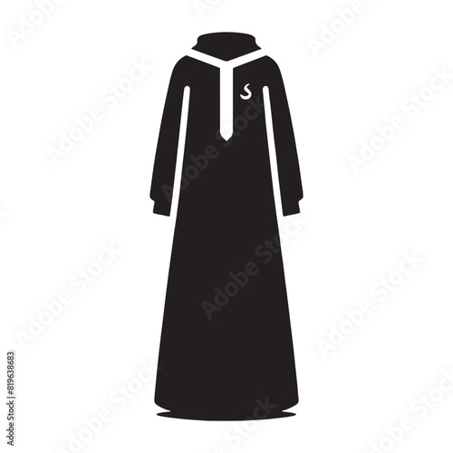 Stylish Djellaba Silhouette: Contemporary Vector Art of Timeless Charm and Cultural Significance of North African Robes- Minimalist Djellaba Vector- Djellaba Illustration.