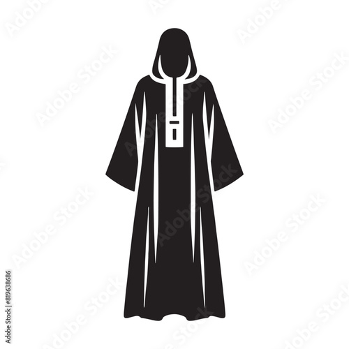 Stylish Djellaba Silhouette: Contemporary Vector Art of Timeless Charm and Cultural Significance of North African Robes- Minimalist Djellaba Vector- Djellaba Illustration.