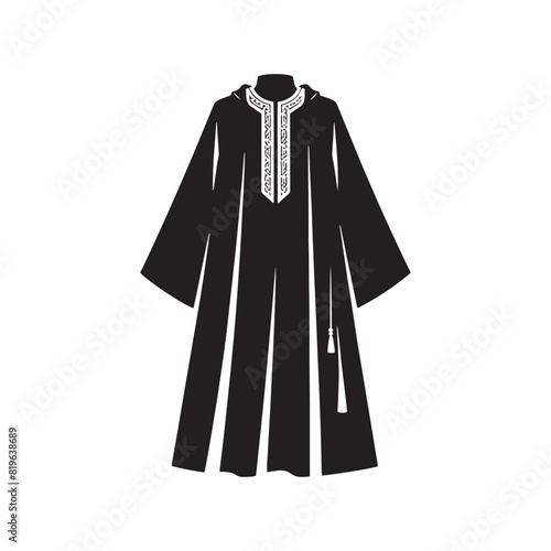 Stylish Djellaba Silhouette: Contemporary Vector Art of Timeless Charm and Cultural Significance of North African Robes- Minimalist Djellaba Vector- Djellaba Illustration.