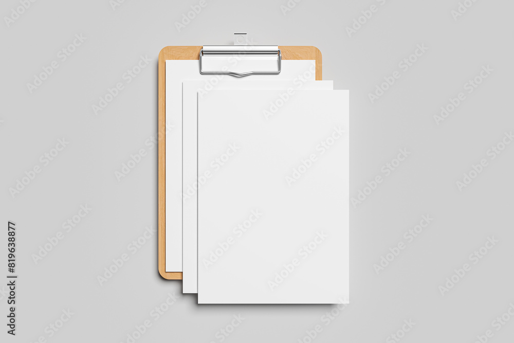 Clipboard with A4 blank paper for food menu mockups and more Clipboard with A4 blank paper for food menu mockups and more