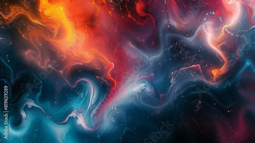 Colorful abstract painting featuring a plethora of vivid hues and dynamic brushstrokes photo