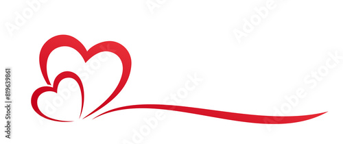 The symbol of a red stylized hearts.