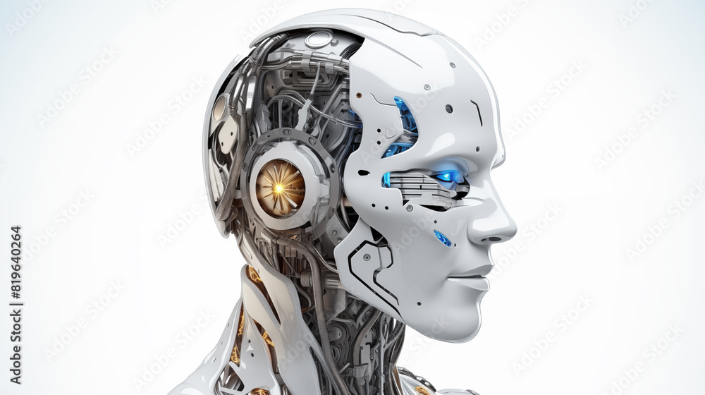 White robot cyborg. Concept of Artificial intelligence and technology White robot cyborg. Concept of Artificial intelligence and technology