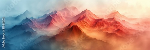 Colorful abstract representation of a mountain range with jagged peaks and deep valleys