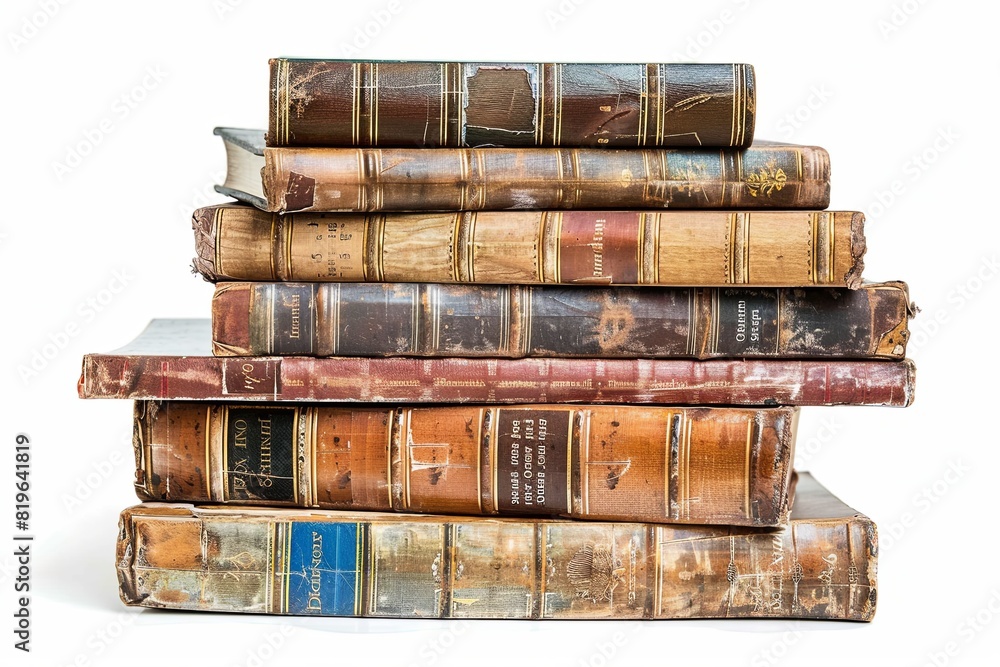 Isolated stack of books on white background. Crisp focus, no shadow. Isolated stack of books on white background. Crisp focus, no shadow.