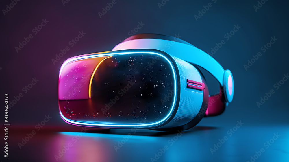 Colorful VR Headset on Dark Background