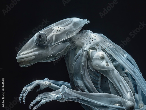 A bio-mechanical creature with a reptilian body plan rendered in a realistic style. photo