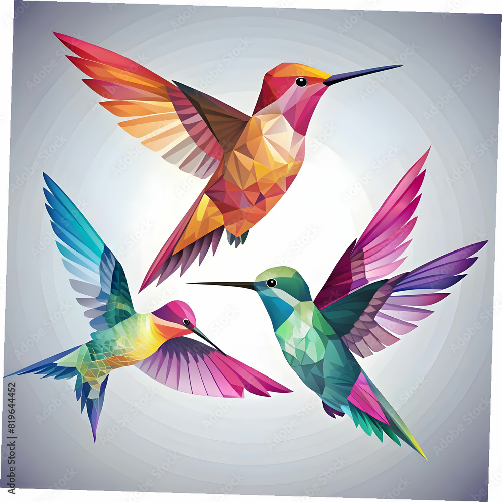 Obraz premium set of humming bird geometrical