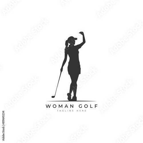 Woman golf logo vector design
