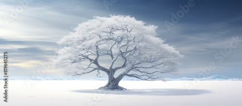 The elegant white tree gracefully arching with a serene backdrop for a copy space image