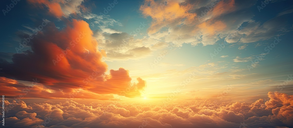 Stunning sunset scene with dramatic clouds adding depth and beauty to the sky creating a perfect copy space image Stunning sunset scene with dramatic clouds adding depth and beauty to the sky creating a perfect copy space image