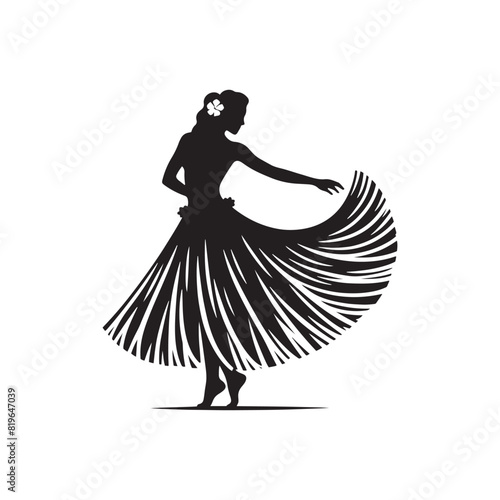 Tropical Hula Skirt Silhouette: The Vibrant Spirit and Cultural Iconography of Hawaiian Dance Attire- Minimalist Hula Skirt Vector- Hula Skirt Illustration.