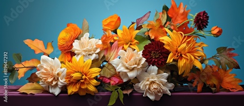 A vibrant floral arrangement with a copy space image