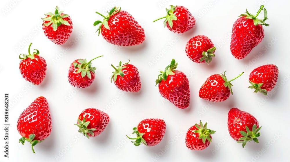 red strawberry on white background as a pattern, background and texture red strawberry on white background as a pattern, background and texture