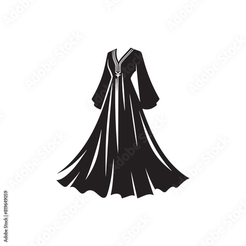 Minimalist Jellabiya Vector Silhouette: Elegant Vector Art and Cultural Significance of Middle Eastern Traditional Attire- Illustration of Jellabiya.