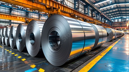 A large industrial building with many steel coils